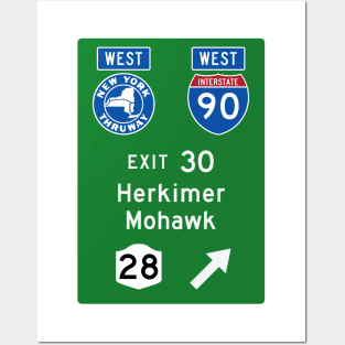 New York Thruway Westbound Exit 30: Herkimer Mohawk Route 28 Posters and Art